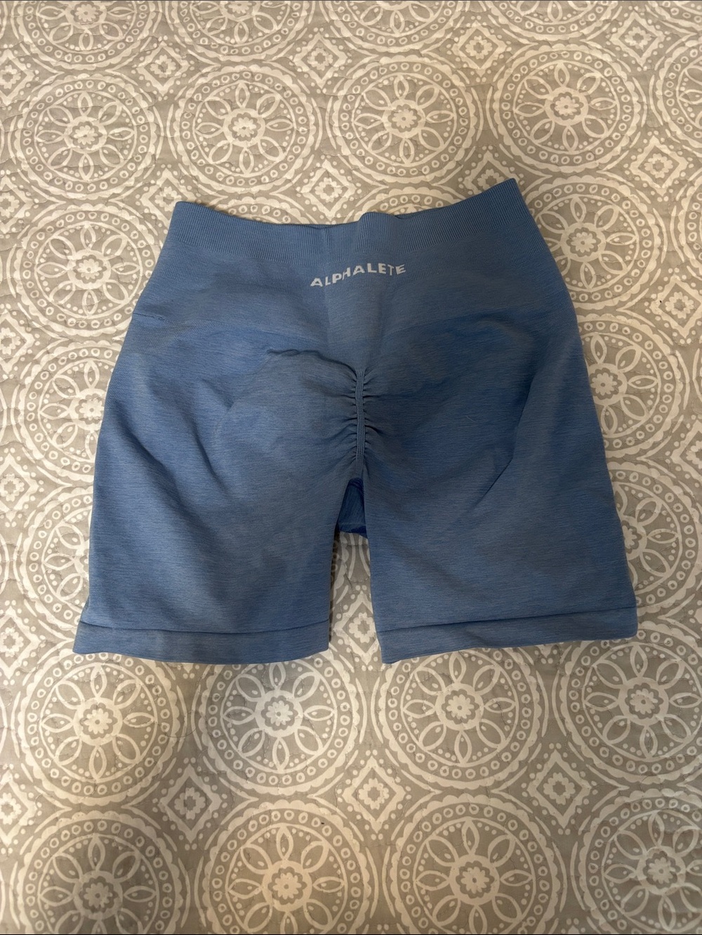 Alphalete Women's Slate Blue High-Waist Scrunch Back Bike Shorts